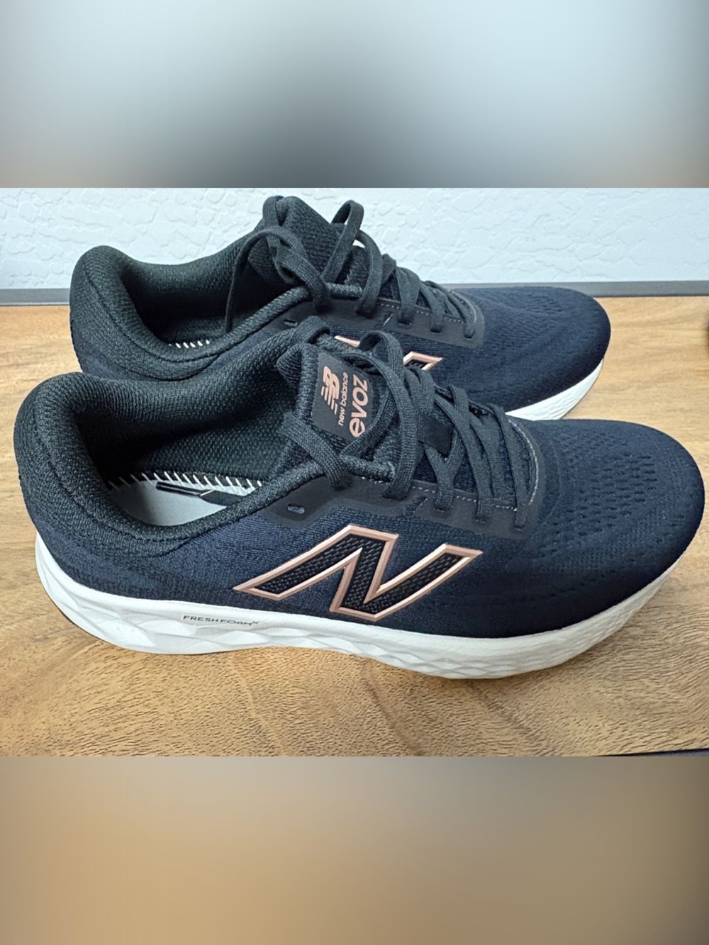 New Balance Women's Black Running Shoes with Rose Gold Logo